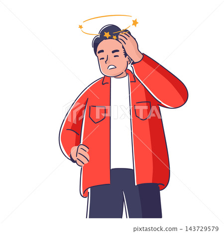 Man Feeling Dizzy Cartoon Style Man Feeling Dizzy Cartoon Style 143729579