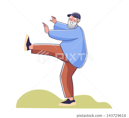 Grandfather Dancing Outdoors Cartoon Grandfather Dancing Outdoors Cartoon 143729618