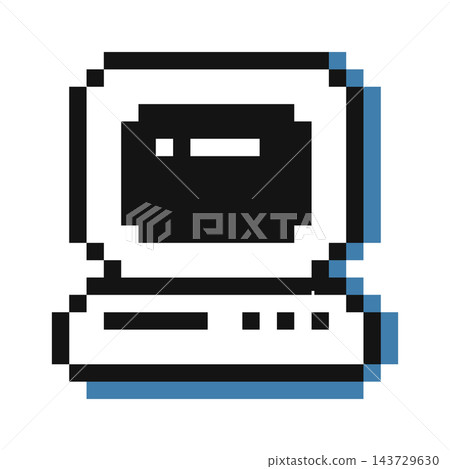 Computer Retro Pixel Monitor Icon Computer Retro Pixel Monitor Icon 143729630
