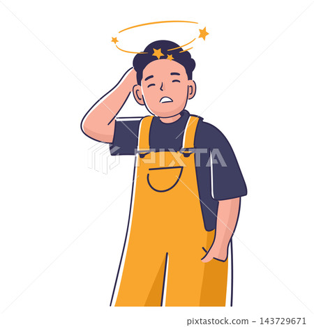 Worker Feeling Dizzy Cartoon Style 143729671