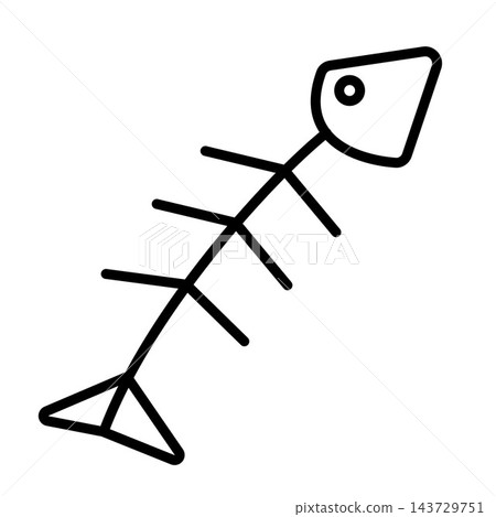 Minimal line icon of a fish skeleton, representing fish anatomy, aquatic animals, marine biology, zoology, marine science, biological research, animal Minimal line icon of a fish skeleton, representing fish anatomy, aquatic animals, marine biology, zoology, marine science, biological research, animal 143729751