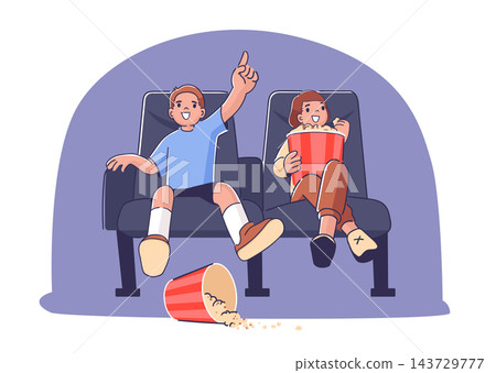 Boys Watching Movie Cinema Seating Cartoon Boys Watching Movie Cinema Seating Cartoon 143729777