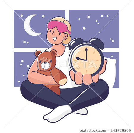 Boy Holding Alarm Clock Cartoon Boy Holding Alarm Clock Cartoon 143729809