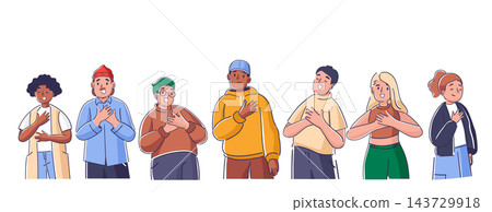 People Pledge Hand On Heart Cartoon People Pledge Hand On Heart Cartoon 143729918