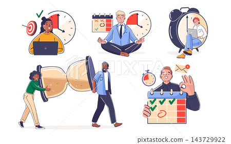 Time Management Productivity Scenes Cartoon Time Management Productivity Scenes Cartoon 143729922