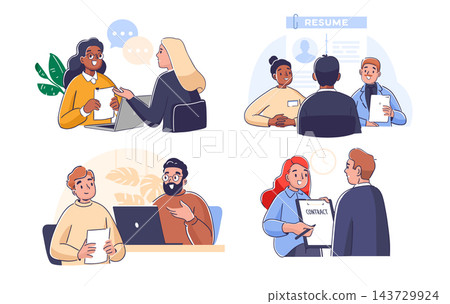 Job Interview Meeting Cartoon Job Interview Meeting Cartoon 143729924