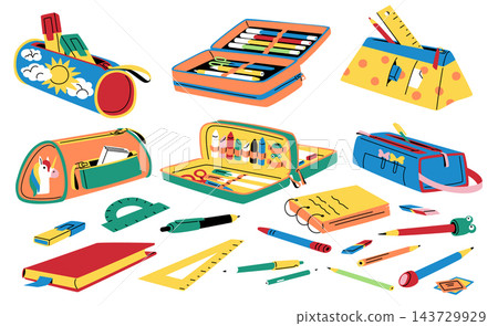 Pencil Case Set School Supplies Cartoon Pencil Case Set School Supplies Cartoon 143729929