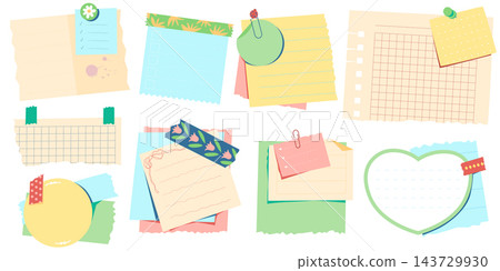 Sticky Notes Set With Tape Cartoon 143729930