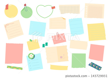 Sticky Notes Set With Stationery Elements Sticky Notes Set With Stationery Elements 143729931