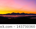 The Echigo Sanzan mountains floating in a sea of clouds at sunrise 143730360