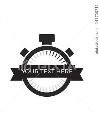 Stopwatch timer clock icon with banner 143730713