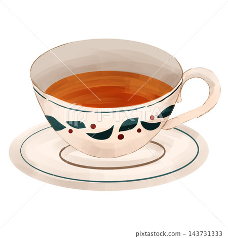 Illustration of a teacup filled with tea Illustration of a teacup filled with tea 143731333