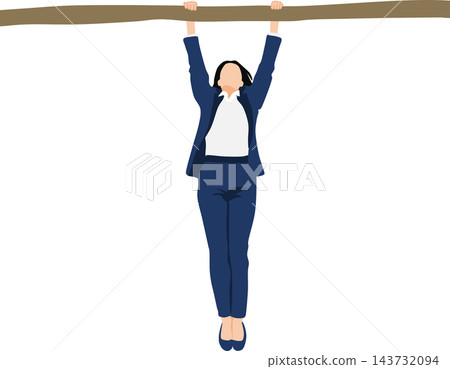 Illustration of a hanging businesswoman 143732094