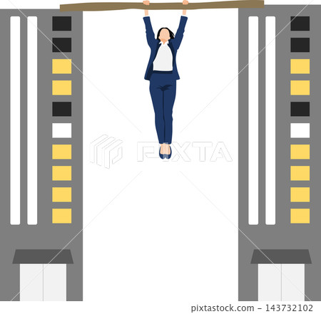Illustration of a hanging businesswoman 143732102