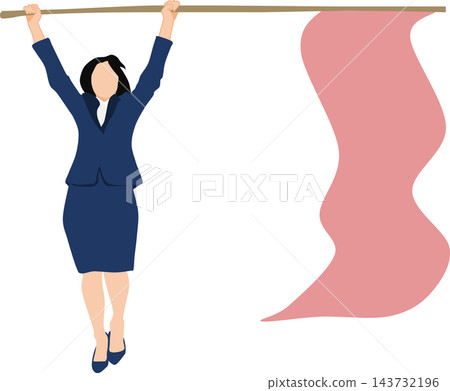 一位女商人手持旗幟的插圖 143732196