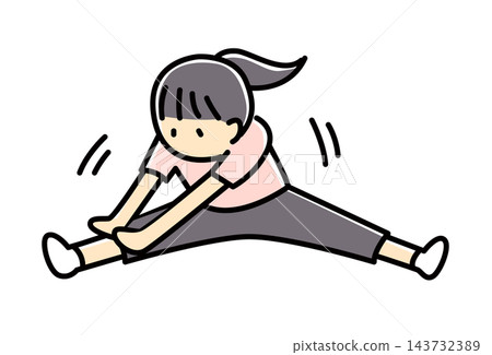 女子做劈腿伸展運動（全彩） 143732389