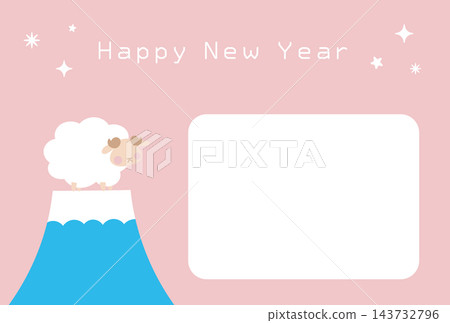 2027年羊年卡片範本:富士山上的綿羊 2027年羊年卡片範本:富士山上的綿羊 143732796