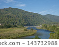 從大井川眺望渡月橋和嵐山山脈（4） 143732988