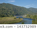 從大井川眺望渡月橋和嵐山山脈（5） 143732989