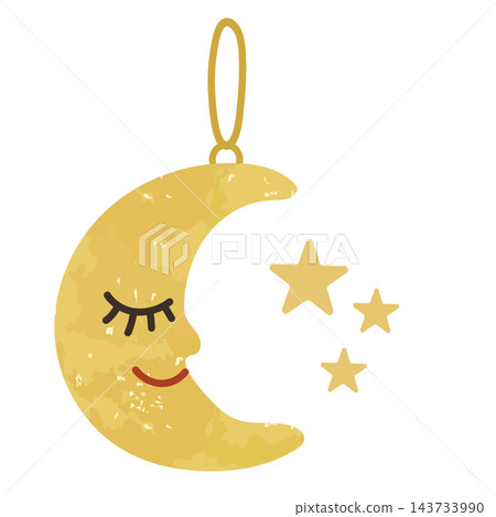 Cute picture book-style illustrations of stars and crescent moon ornaments. Cute picture book-style illustrations of stars and crescent moon ornaments. 143733990