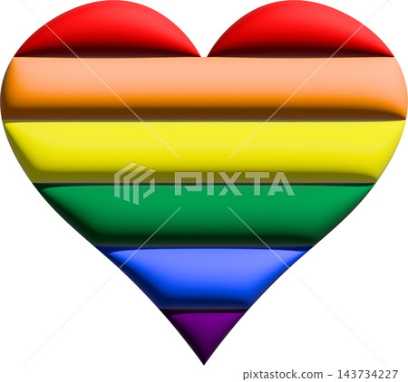 Rainbow heart, glossy 3D heart with rainbow stripes, pride love and diversity symbol Rainbow heart, glossy 3D heart with rainbow stripes, pride love and diversity symbol 143734227