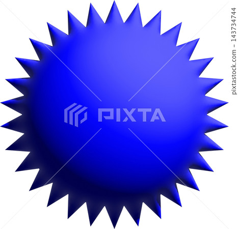 Starburst seal, blue glossy 3D spiky sunburst badge with blank center, sale price tag and award sticker Starburst seal, blue glossy 3D spiky sunburst badge with blank center, sale price tag and award sticker 143734744