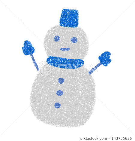 A snowman wearing a blue scarf A snowman wearing a blue scarf 143735636