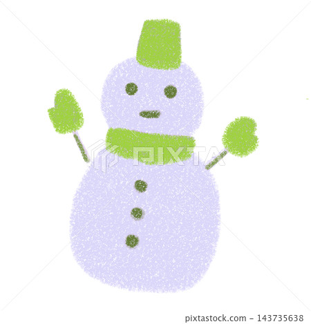 A snowman with a light green scarf 143735638