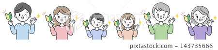 A set of three generations of a family, each holding a beginner driver's sticker and making an OK sign. A set of three generations of a family, each holding a beginner driver's sticker and making an OK sign. 143735666