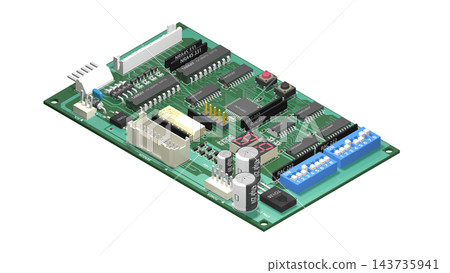 [等距素材] 矩形電子電路板（印刷電路板）透明PNG 143735941
