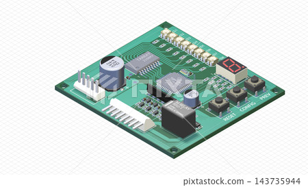 [Isometric Material] Square Electronic Circuit Board (Printed Circuit Board) Transparent PNG 143735944