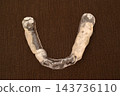 A worn-out, hard-type, resin, height-adjusted night guard mouthpiece made in a Japanese dental clinic. 143736110