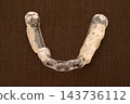 A worn-out, hard-type, resin, height-adjusted night guard mouthpiece made in a Japanese dental clinic. 143736112