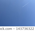 Blue sky and airplane and contrail 143736322