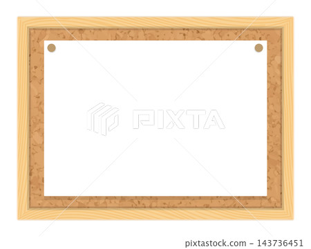 Corkboard and paper pinned with thumbtacks Corkboard and paper pinned with thumbtacks 143736451