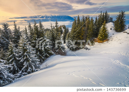 Picturesque winter landscape in Bucegi Mountains, Romania Picturesque winter landscape in Bucegi Mountains, Romania 143736699