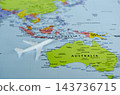 Travel Concept Featuring Miniature Aircraft Flying Near Australia 143736715