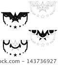 Linear Winged Star and Ribbon 143736927