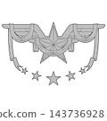 Gray Outline Winged Star Ribbon 143736928
