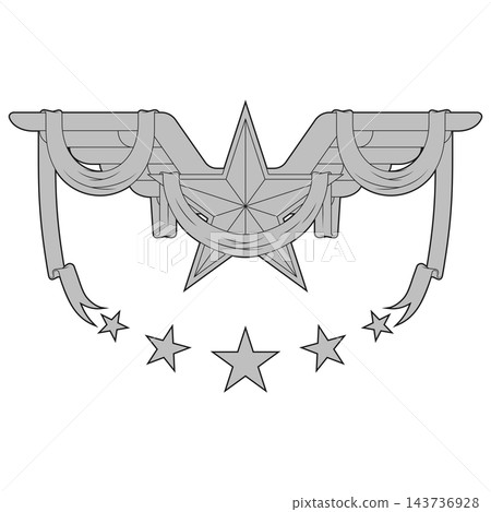 Gray Outline Winged Star Ribbon Gray Outline Winged Star Ribbon 143736928