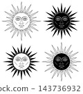 Outline may sun icon with solar rays 143736932