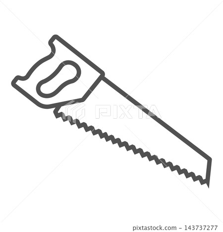 Hand Saw Tool Icon Outline Design for Woodworking and Carpentry Use Hand Saw Tool Icon Outline Design for Woodworking and Carpentry Use 143737277