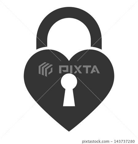 Heart Shaped Padlock Icon for Love and Security Concept Heart Shaped Padlock Icon for Love and Security Concept 143737280