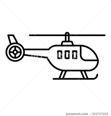 Helicopter illustration in black and white simple line art style Helicopter illustration in black and white simple line art style 143737281
