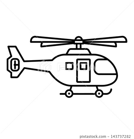Helicopter illustration with rotor blades and landing gear Helicopter illustration with rotor blades and landing gear 143737282