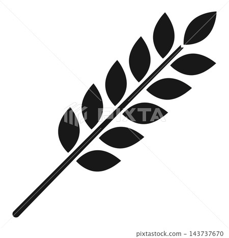 Black Silhouette of a Leafy Branch, Minimalist Vector Icon on White Black Silhouette of a Leafy Branch, Minimalist Vector Icon on White 143737670