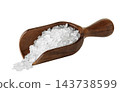 sea salt crystals in wooden scoop isolated PNG on transparent background 143738599