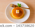Soy milk and okara pancakes with honey and soy milk butter 143738620