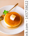 Soy milk and okara pancakes with honey and soy milk butter 143738622