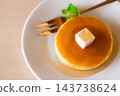 Soy milk and okara pancakes with honey and soy milk butter 143738624